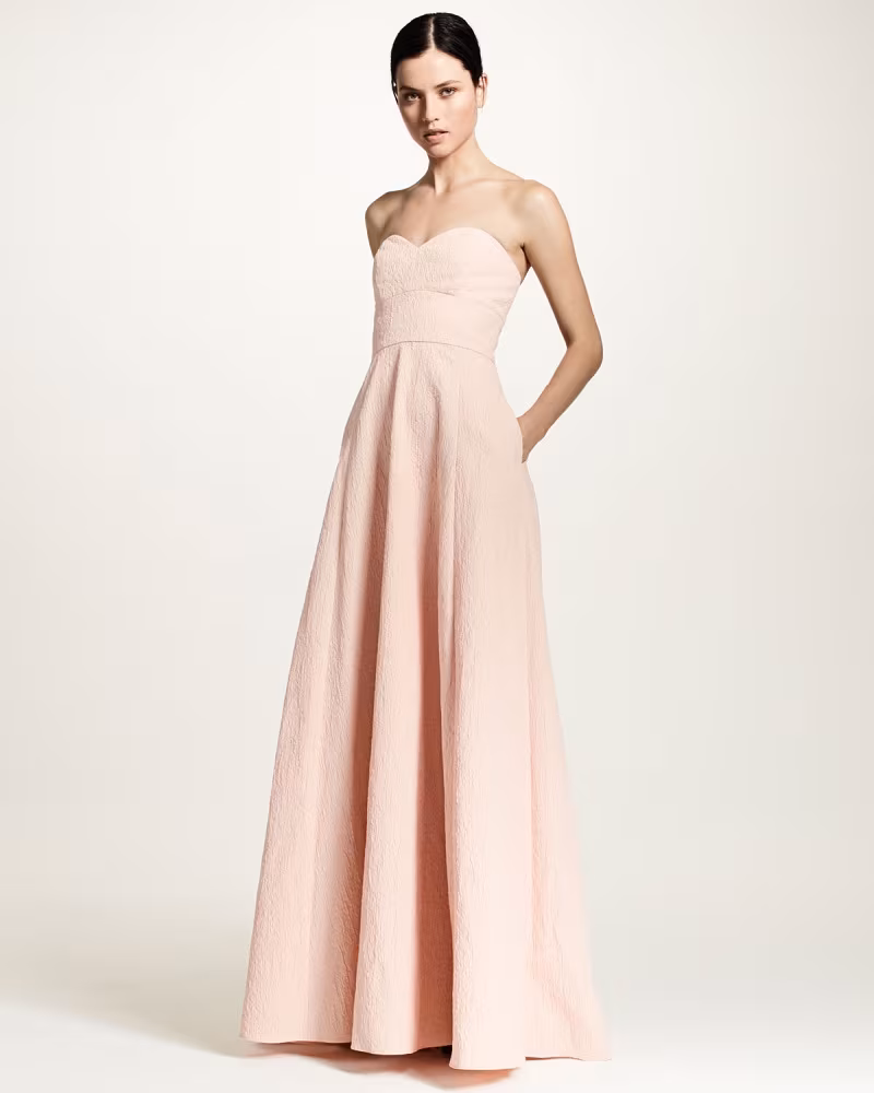 Lela Rose Strapless Sweetheart-Neck Gown