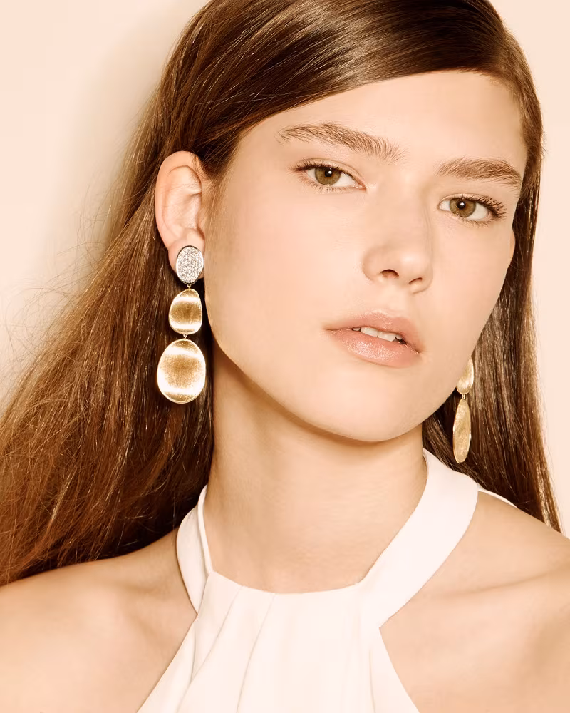 Marco Bicego 18K Lunaria Diamond Triple-Drop Earrings