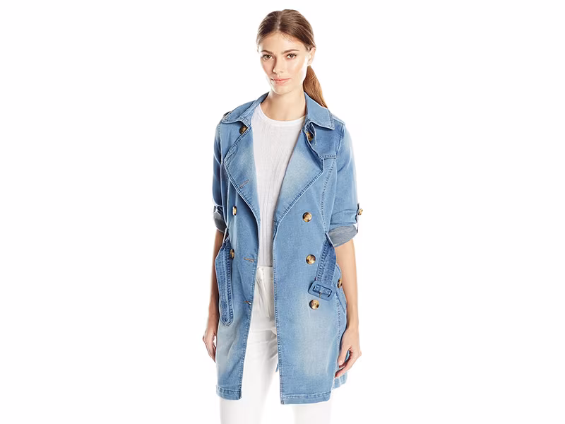 Steve Madden Hooded Denim Trench Coat