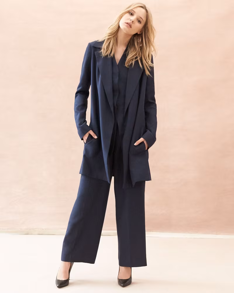 THE ROW Rallan Open-Front Long Jacket, Pitch Blue