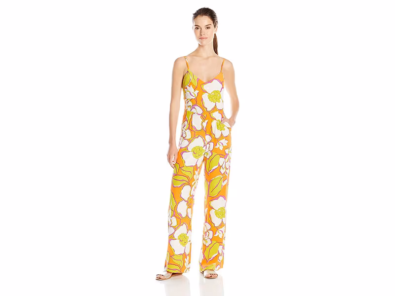 Trina Turk Zadie Ana Capri Floral Silk Crepe De Chine Jumpsuit