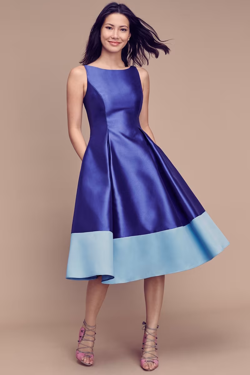 Adrianna Papell Colorblock Mikado Fit & Flare Dress