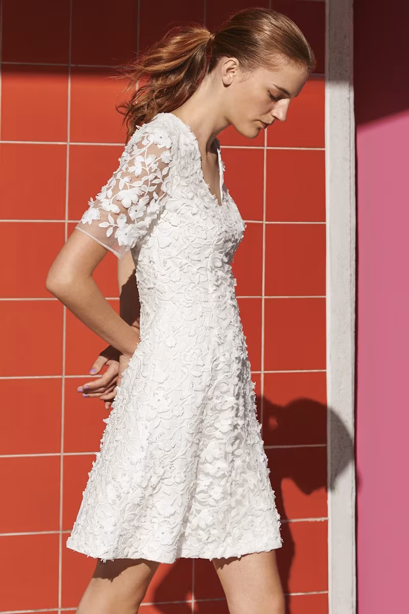 Adrianna Papell Lace Mesh Fit & Flare Dress