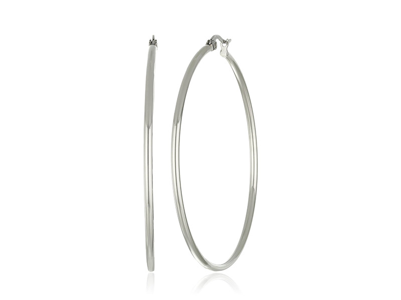Amazon Collection Stainless Steel Rounded Hoops Earrings