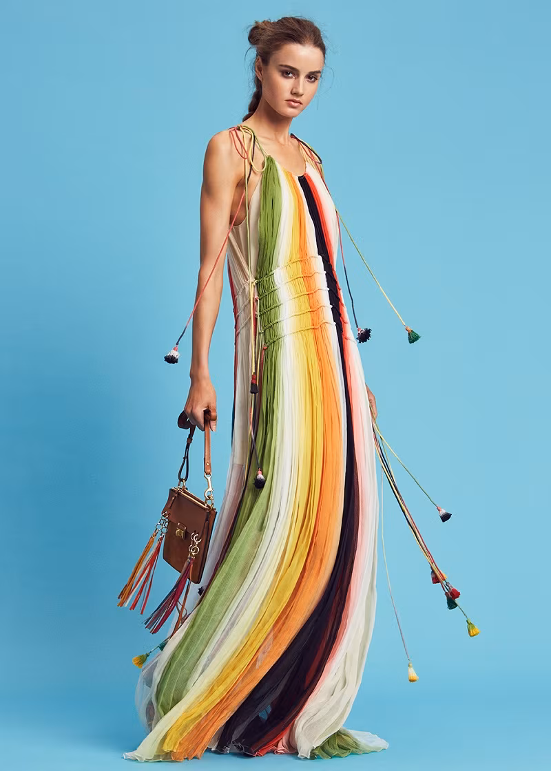 Chloe Rainbow Deep Dye Silk Crepon Dress