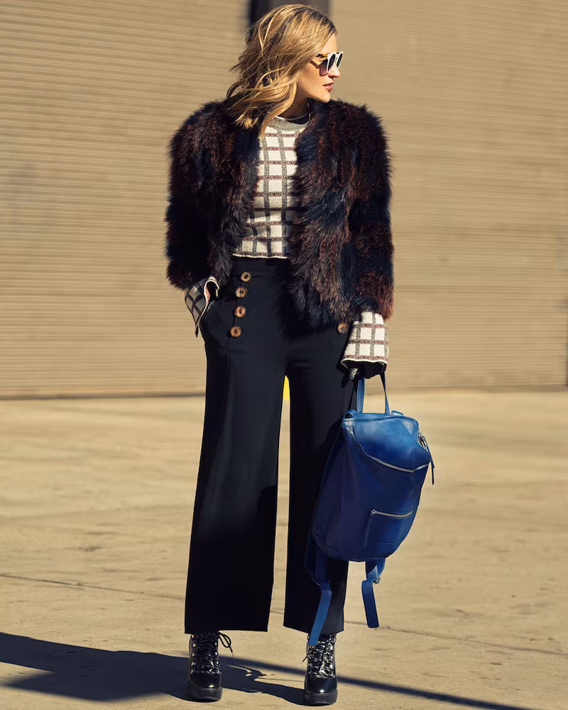 Derek Lam 10 Crosby Patterned Fox Fur Coat