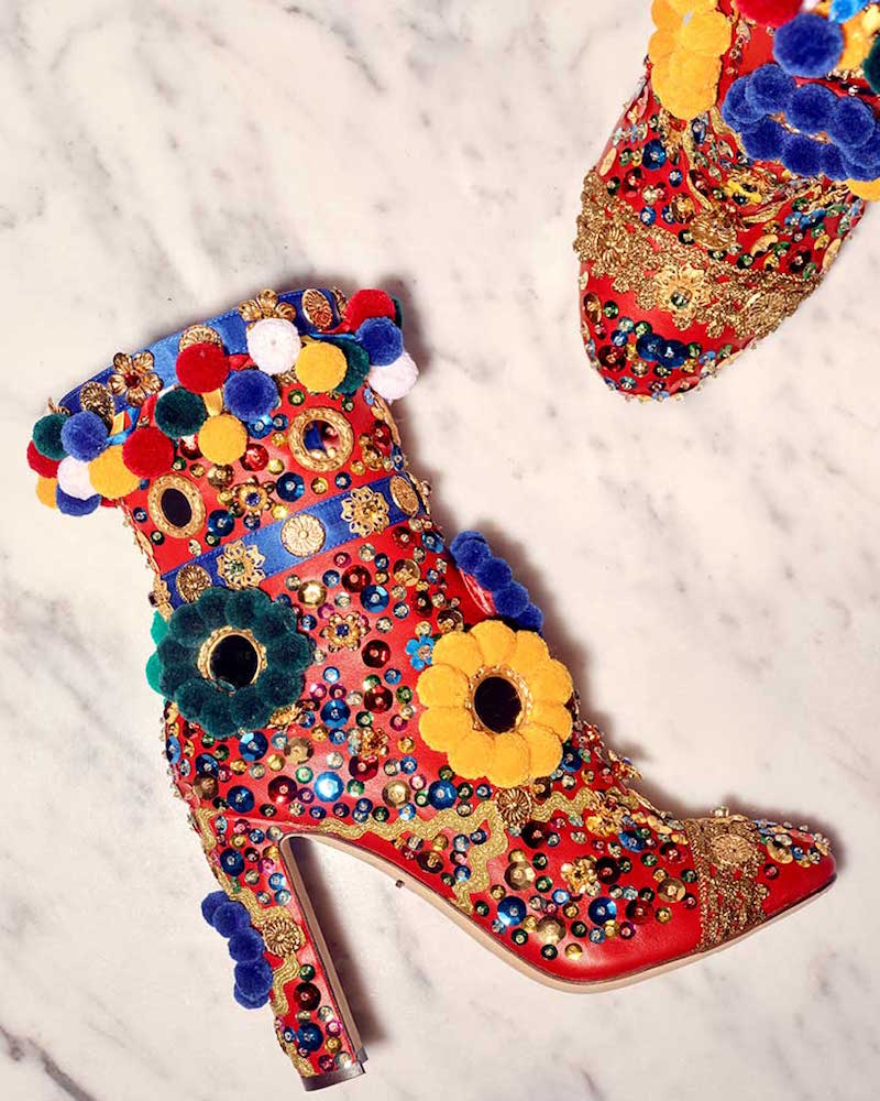 Dolce & Gabbana Embellished Leather Ankle Boots