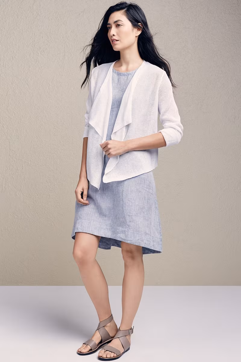 Eileen Fisher Organic Linen Drape Front Cardigan