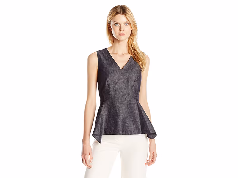 Ellen Tracy Handkerchief Peplum Shell