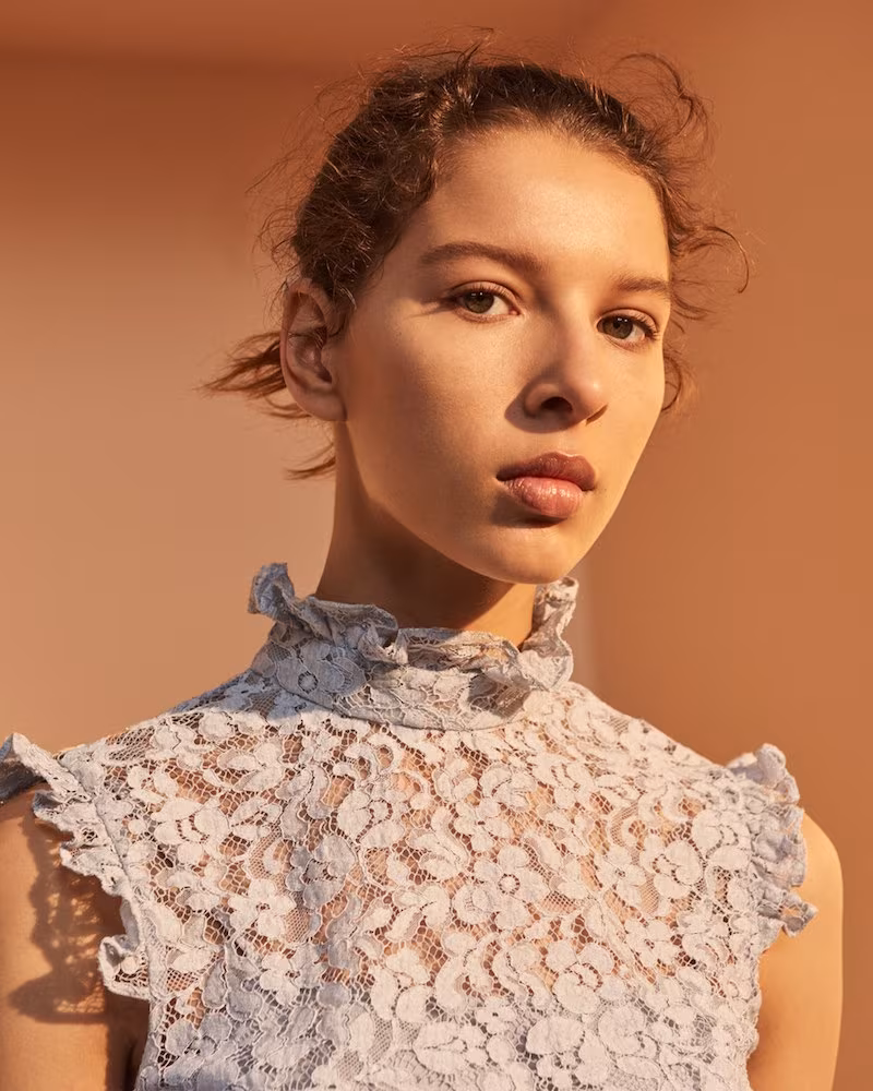Erdem Mika Floral Lace High Collar Blouse