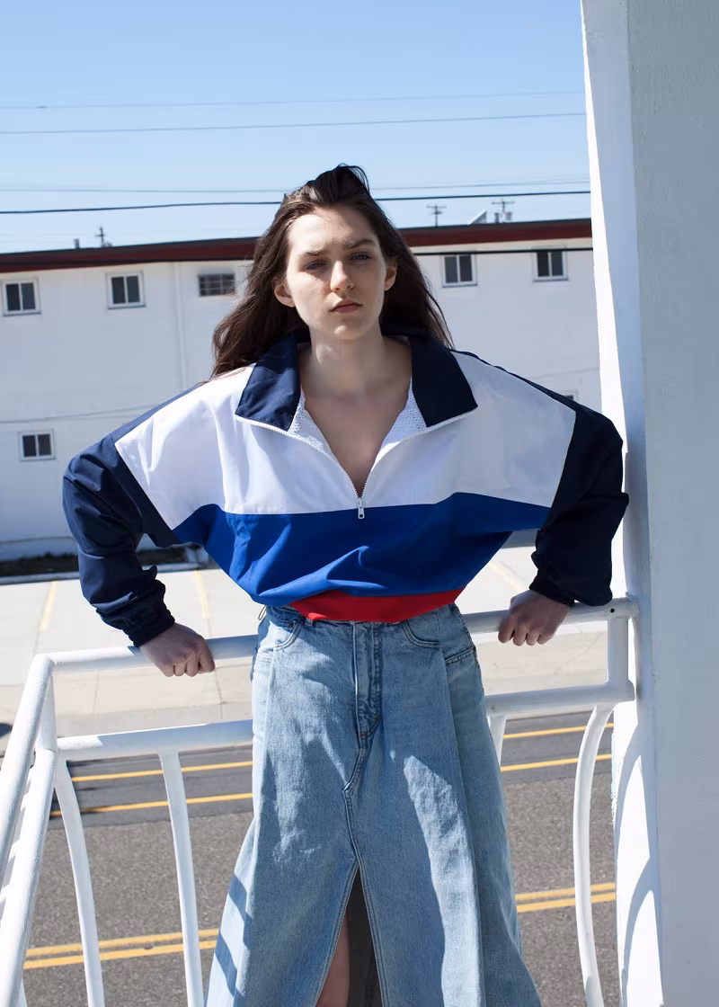 Gosha Rubchinskiy Navy & Tricolor Zip Collar Sport Jacket