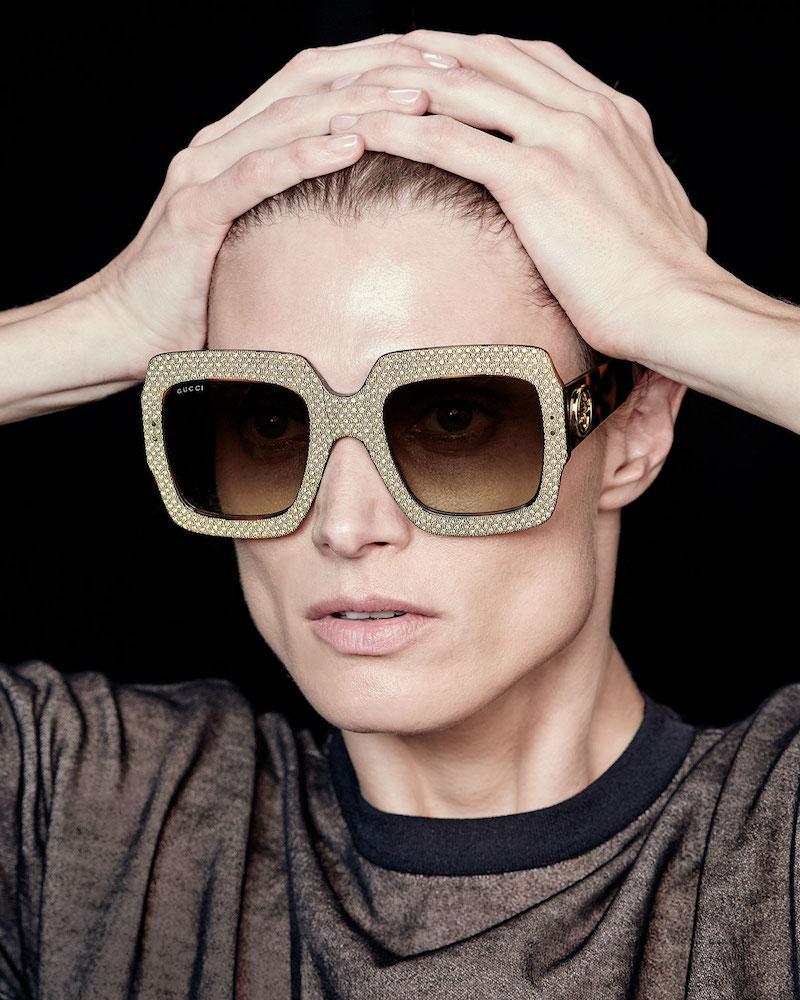 Gucci Crystal-Trim Square Gradient Sunglasses