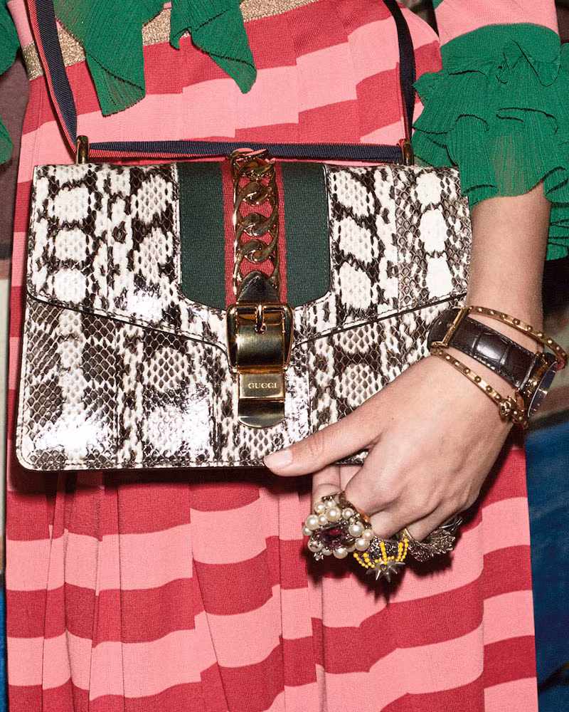 Gucci Sylvie Small Snakeskin Shoulder Bag