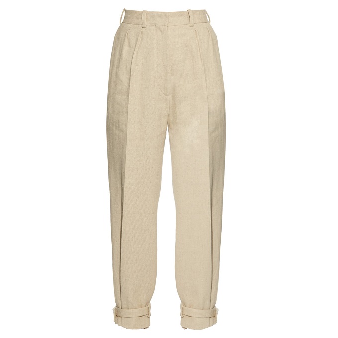 Hillier Bartley Ankle-strap high-rise linen-blend trousers