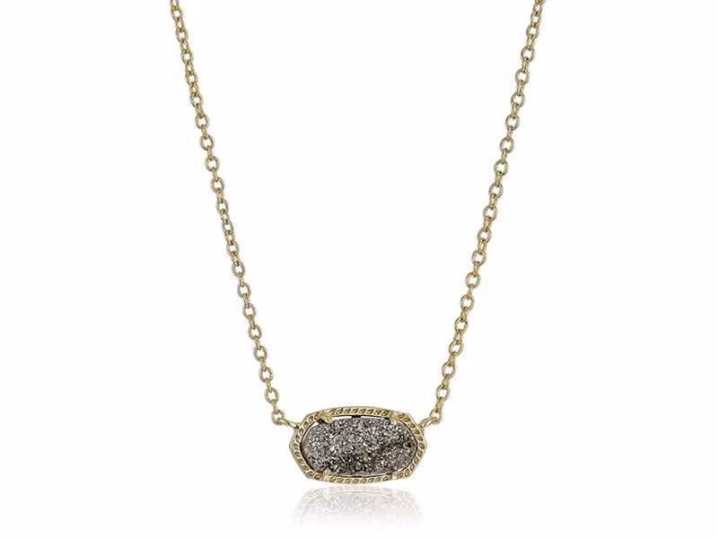 Kendra Scott Signature Elisa Gold Platinum Drusy Color Pendant Necklace