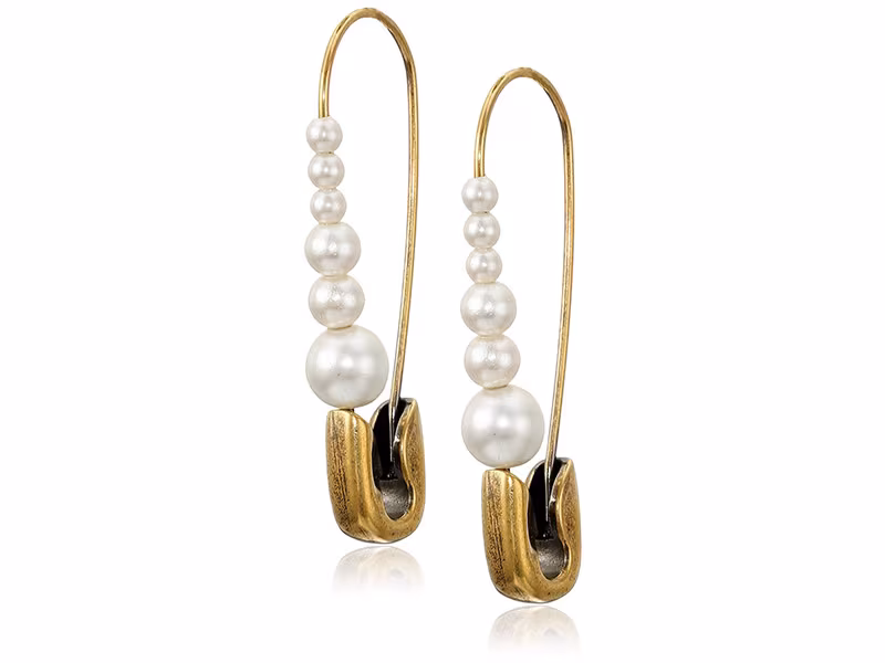 MARC JACOBS Charms Safety Pin Pearl Earring