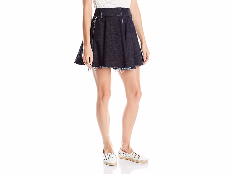 Norma Kamali Denim Flared Mini Skirt Reversible