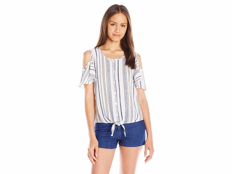 Papercrane Stripe Cold Shoulder Top