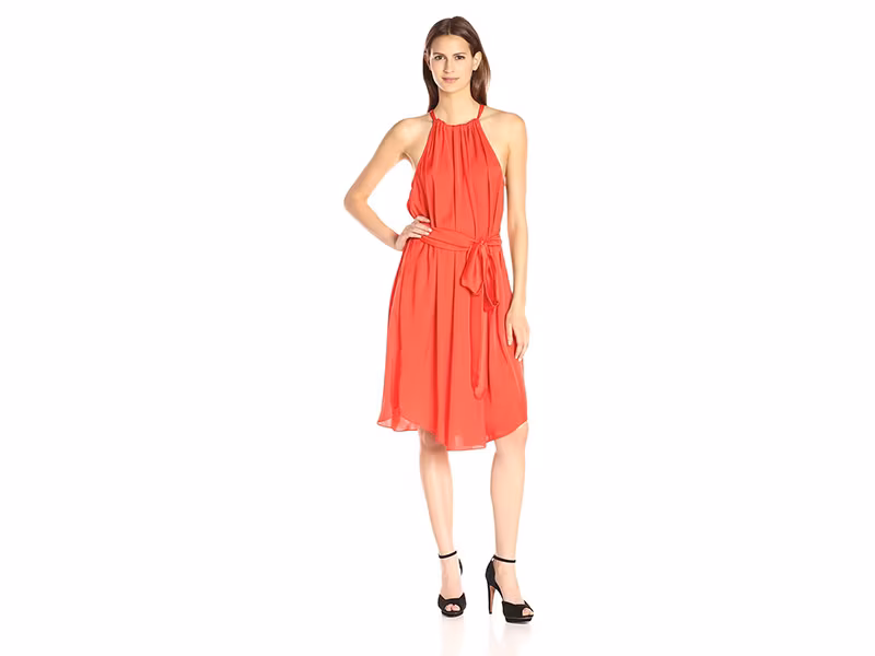 BCBGMax Azria Britan Belted Halter Dress