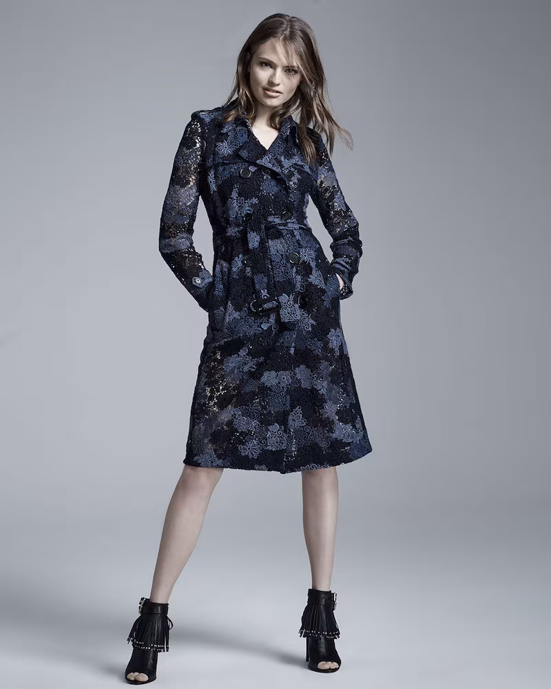 Burberry London Double-Breasted Lace Trench Coat