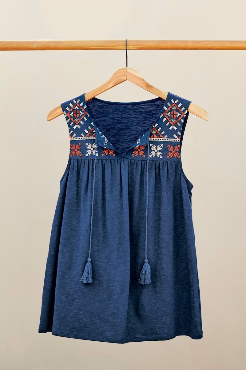 Caslon Embroidered Boho Tank