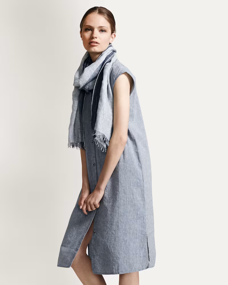 Eileen Fisher Linen-Blend Cap-Sleeve Calf-Length Dress