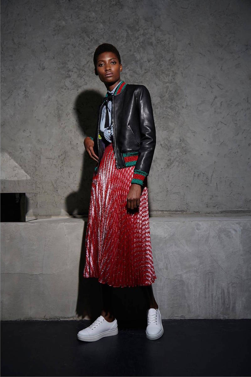 Gucci Mid-length Pleated Lamé Skirt