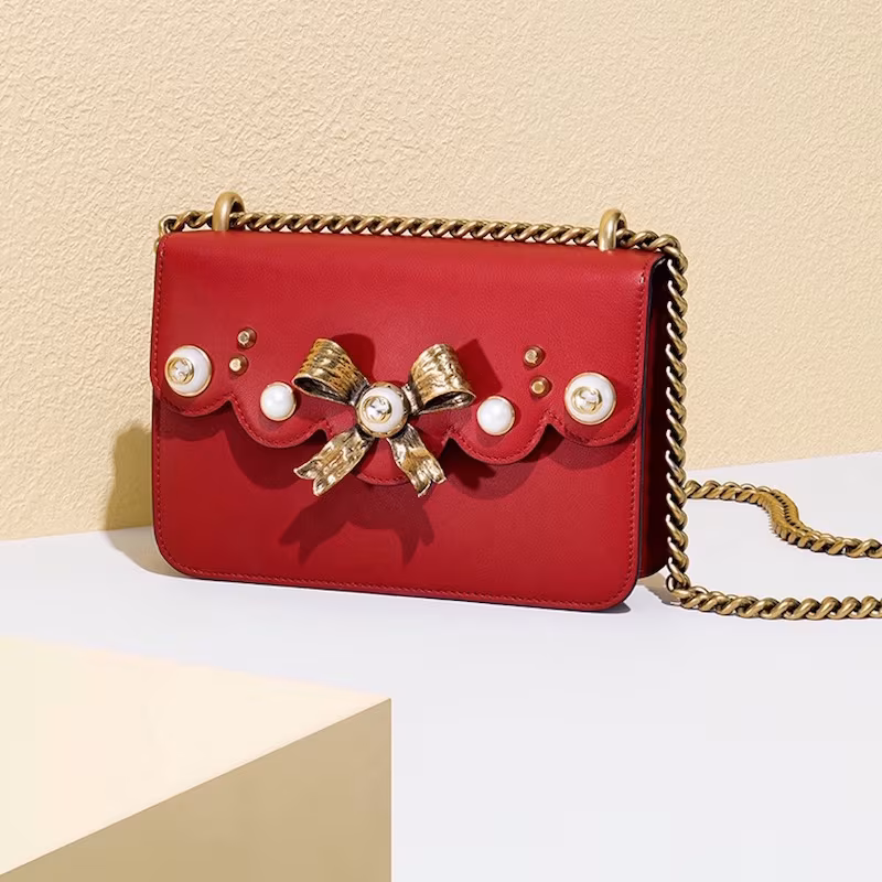 Gucci Peony Small Leather Chain Shoulder Bag