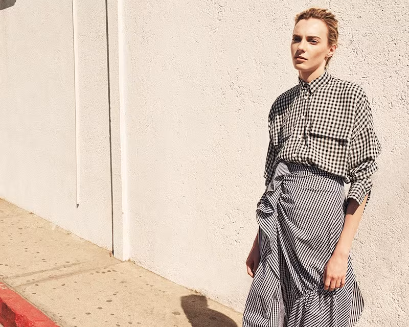J.W.Anderson Gingham Ruffled Cotton Skirt