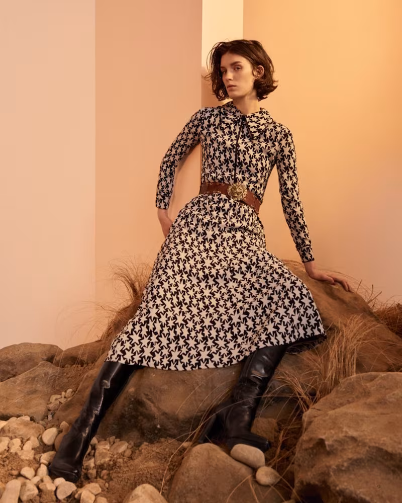 Saint Laurent Star Printed Viscose Dress