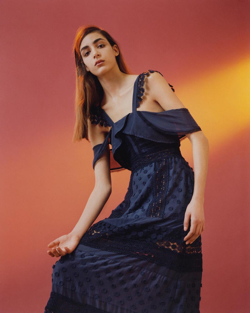 Self-Portrait Bluebell Lace-insert Midi Dress