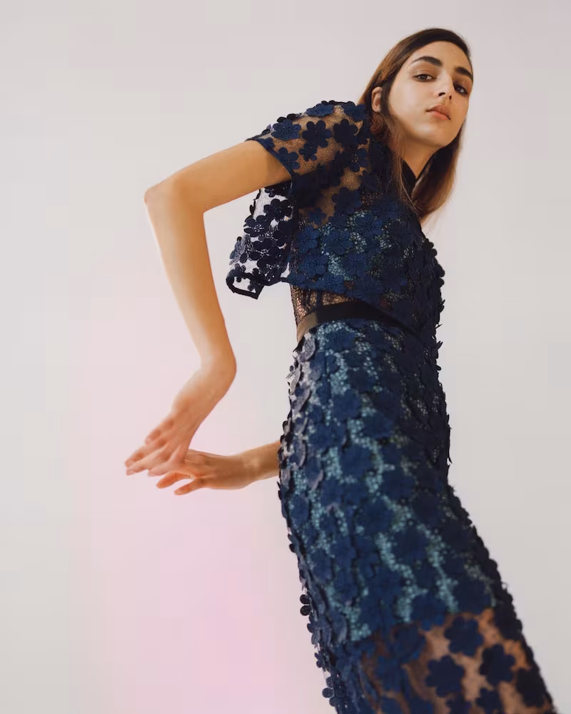 Self-Portrait Floral Embroidered Popover Maxi Dress