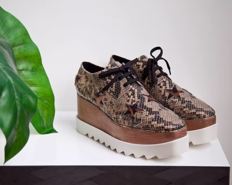 Stella McCartney Elyse Snake Print Furry Star Platform Shoes