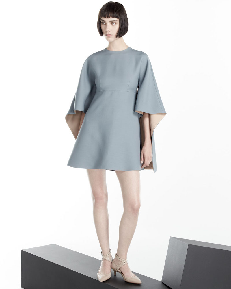 Valentino Kimono-Sleeve Two-Tone Mini Dress