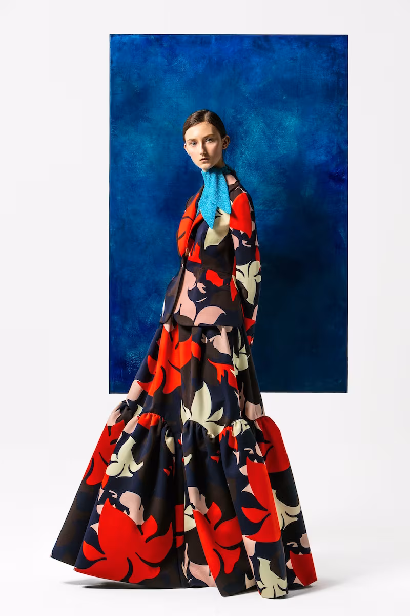 Delpozo Floral-print Single-breasted Cotton Jacket