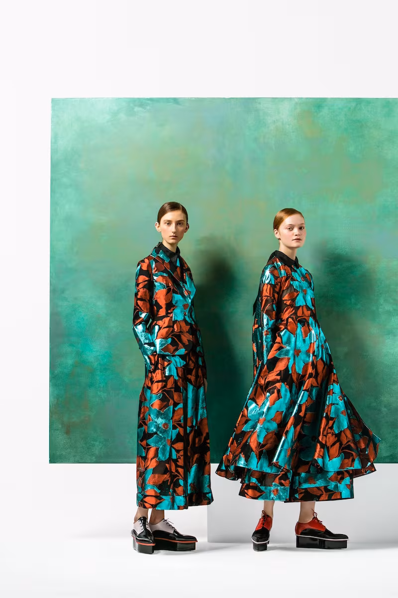 Delpozo Organza-collar Floral Fil Coupé Long Top