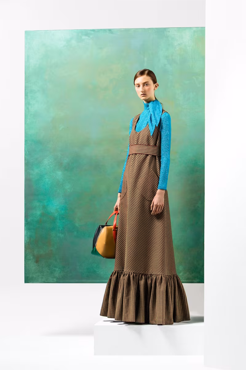 Delpozo Ruffled-hem Tweed Maxi Dress