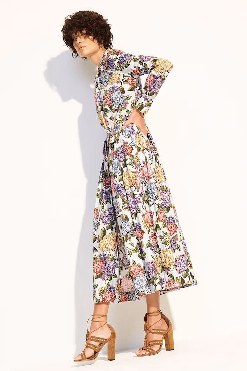 Emilia Wickstead Dolly Hydrangea-print Midi Dress