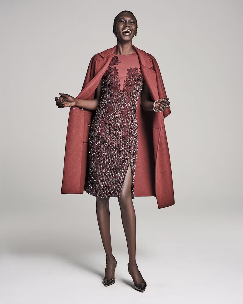 Escada Double-Breasted Kimono-Sleeve Cocoon Coat