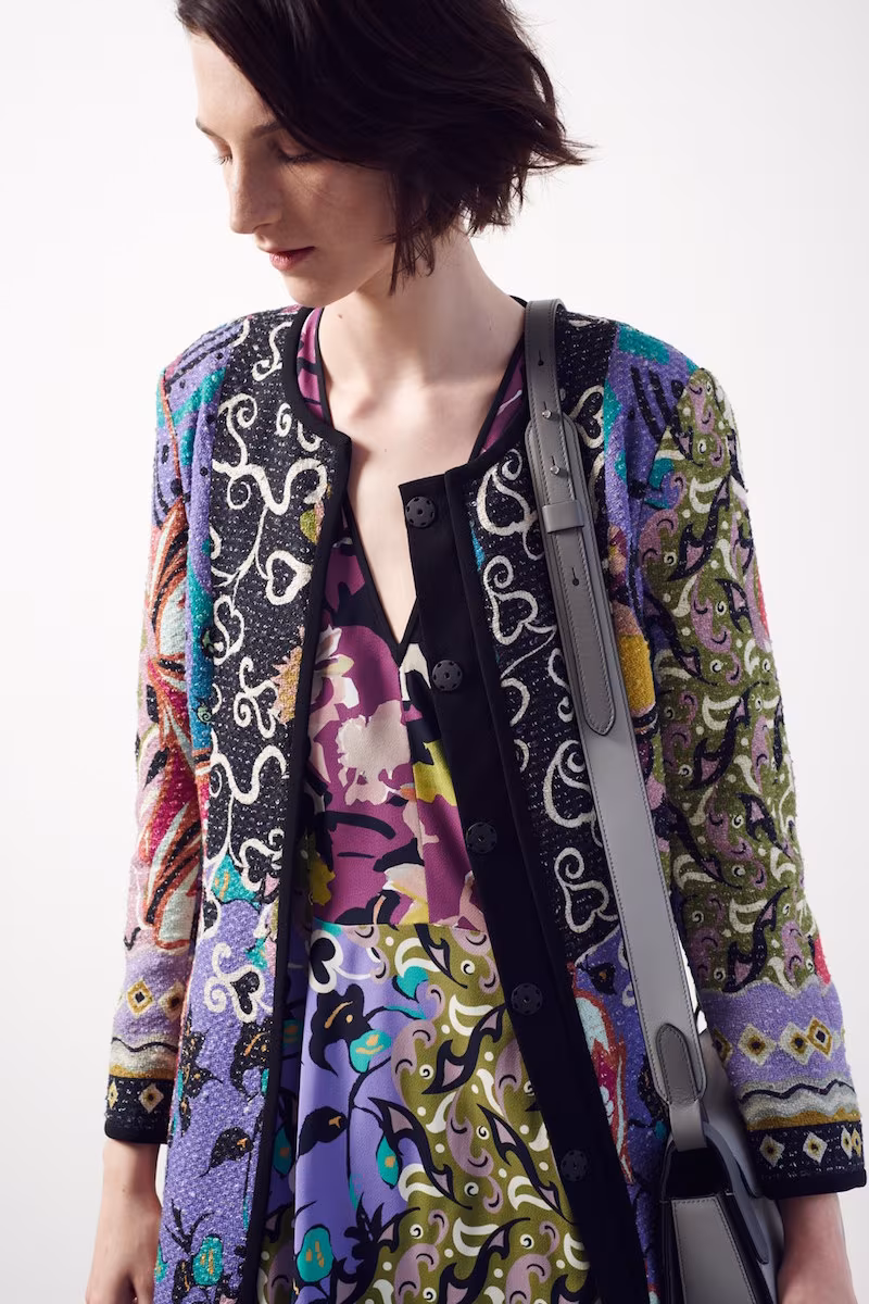Etro Floral Print V-Neck Sheath Dress