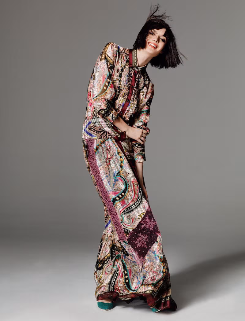 Etro Silk & Lace Maxi Skirt