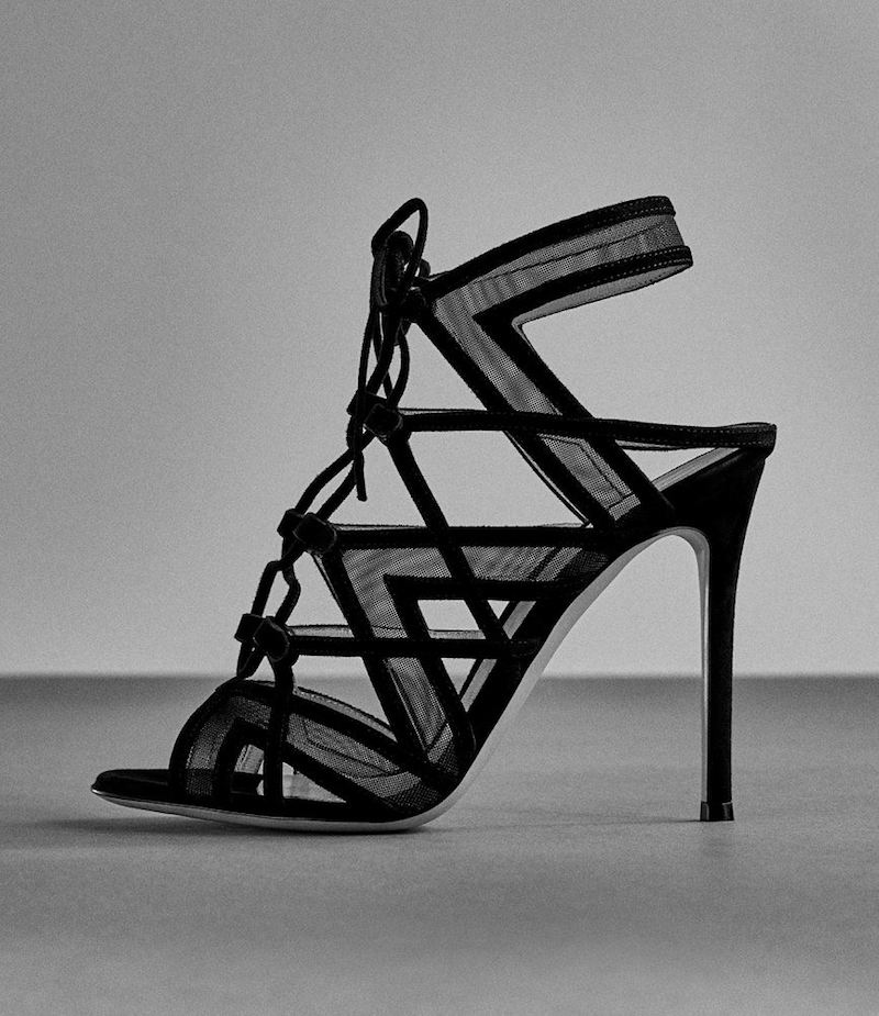 Gianvito Rossi Suede & Mesh Lace-Up Cutout Sandals