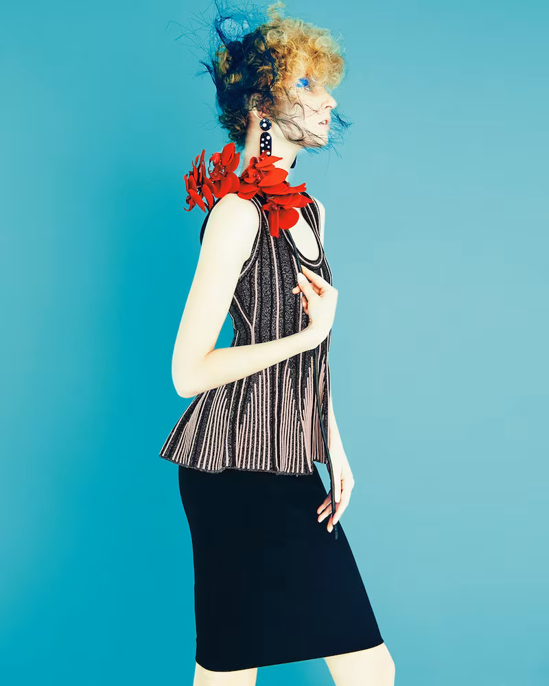 M Missoni Striped Lurex Peplum Top