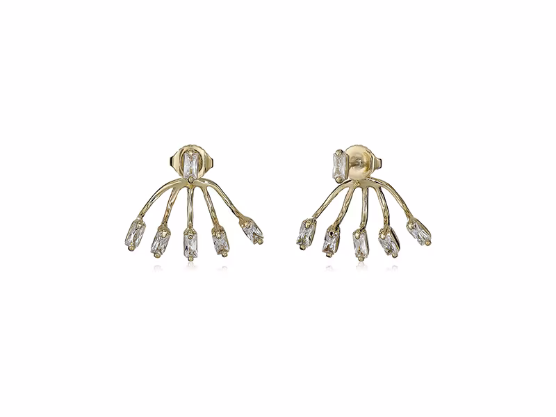 Vince Camuto Crystal Baguettes Front Back Stud Earrings