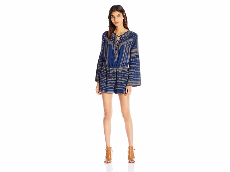 BCBGMAXAZRIA Woven Sptwr Jumper-Nancie-Printed Peas