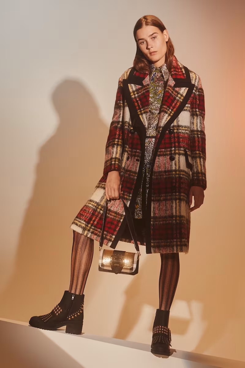 Burberry Prorsum Tartan Plaid Wool Blend Coat