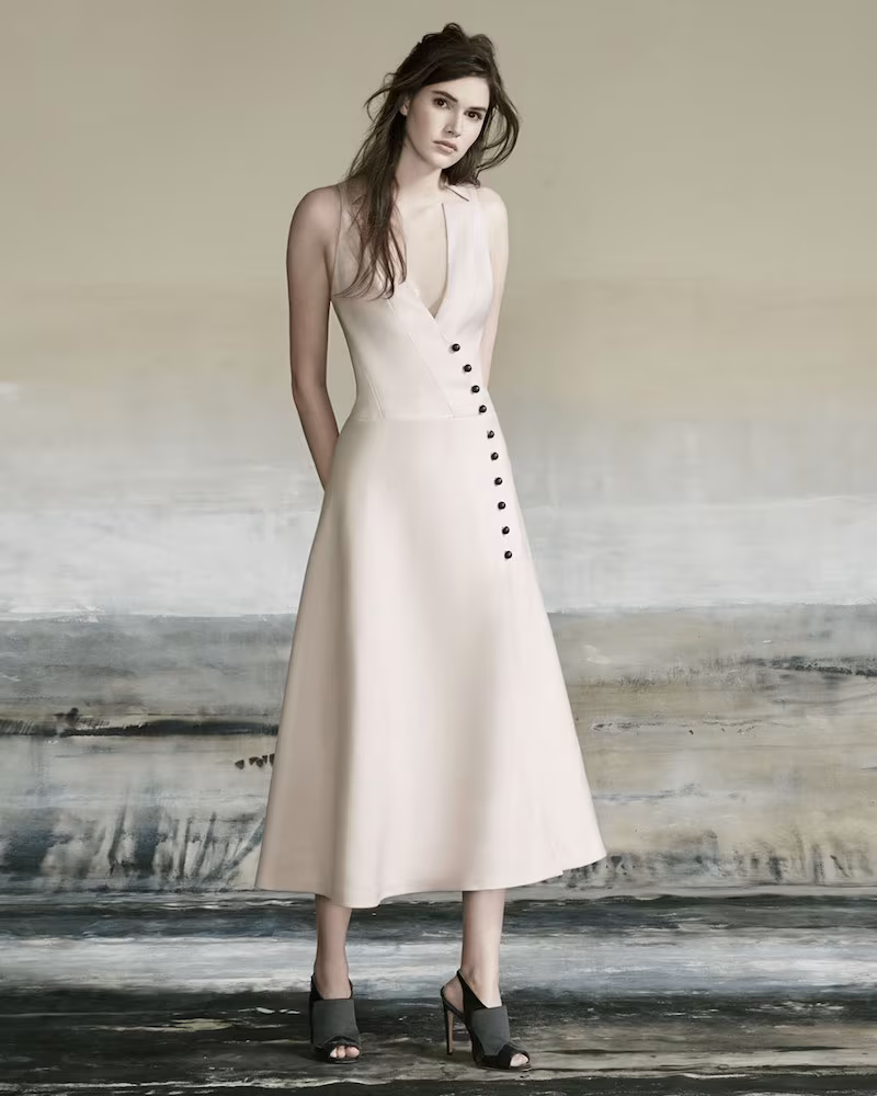 Carolina Herrera Sleeveless Wrap A-line Midi Dress