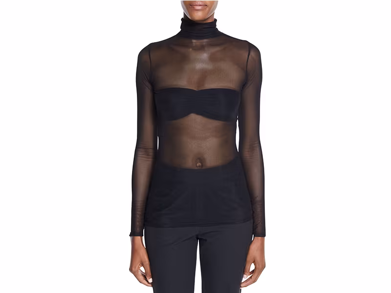 Cinq à Sept Celena Sheer Mesh Turtleneck Top