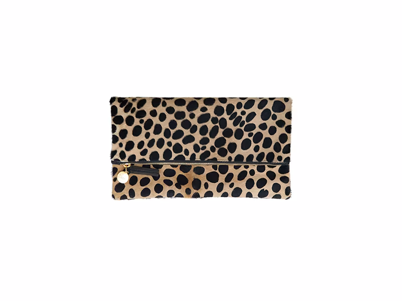 Clare V. Leopard-Print Fur Clutch Bag
