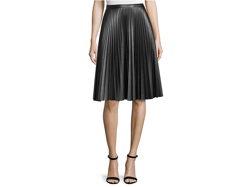 Cusp by Neiman Marcus Plissé Leather Skirt